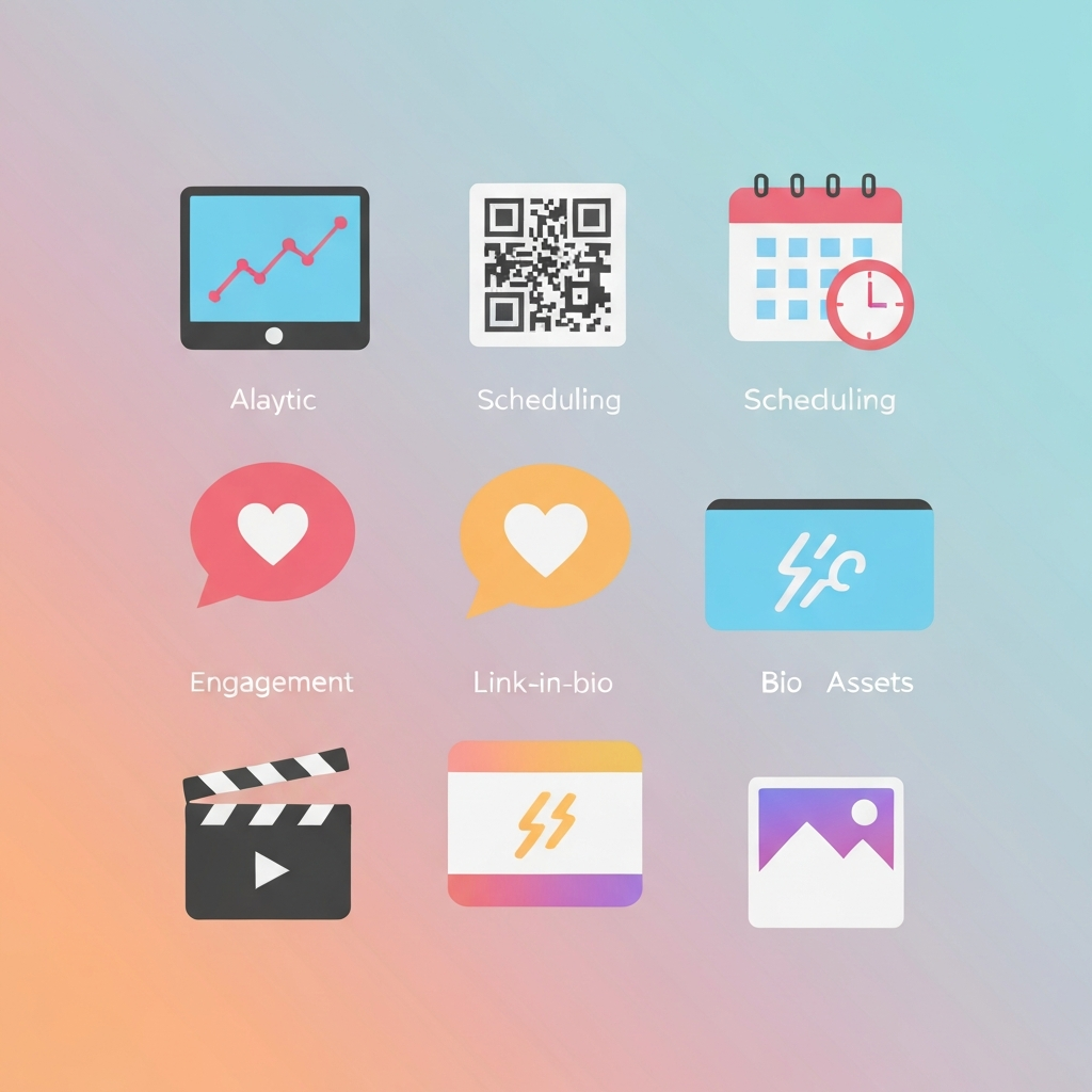 Icons representing Instagram tools